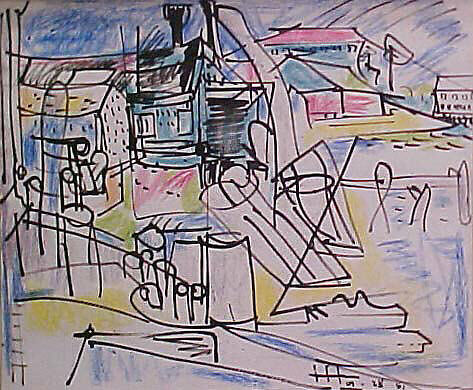 Untitled, Hans Hofmann (American (born Germany), Wessenburg 1880–1966 New York), Wax crayon and black ink on paper 