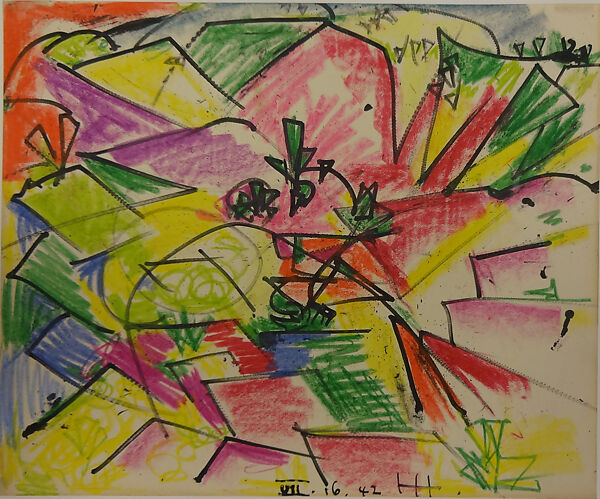 Provincetown Landscape, Hans Hofmann (American (born Germany), Wessenburg 1880–1966 New York), Wax crayon and black ink on paper 