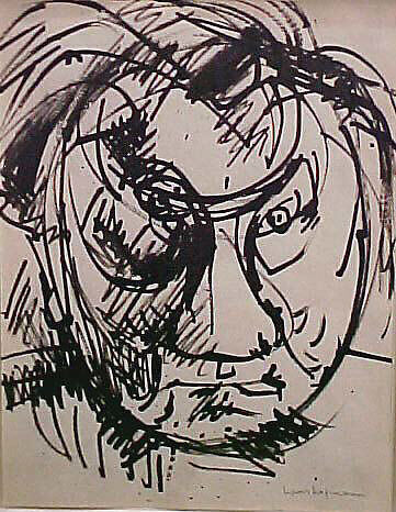 Self-Portrait, Hans Hofmann (American (born Germany), Wessenburg 1880–1966 New York), Ink on paper 