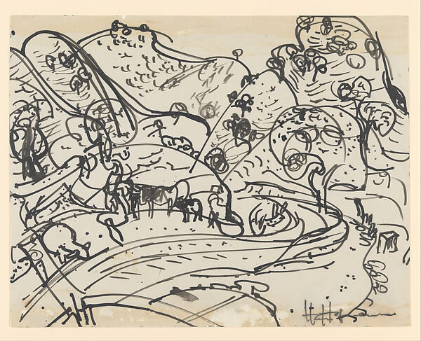 Untitled, Hans Hofmann (American (born Germany), Wessenburg 1880–1966 New York), Ink on paper, mounted on paper 