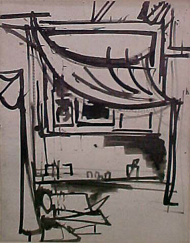 Untitled (View from a Window), Hans Hofmann (American (born Germany), Wessenburg 1880–1966 New York), Brush and black ink on paper 