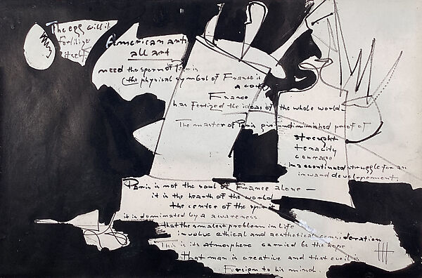 Page of Text, Hans Hofmann (American (born Germany), Wessenburg 1880–1966 New York), Brush and pen and black ink and opaque watercolor on paper 
