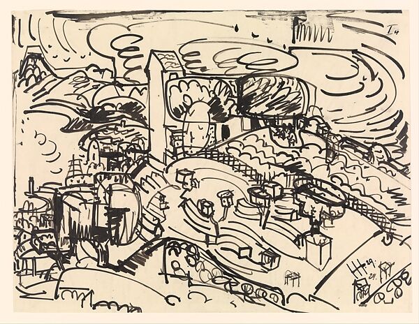 Untitled (St. Tropez), Hans Hofmann (American (born Germany), Wessenburg 1880–1966 New York), Ink on parchment, mounted on paper 
