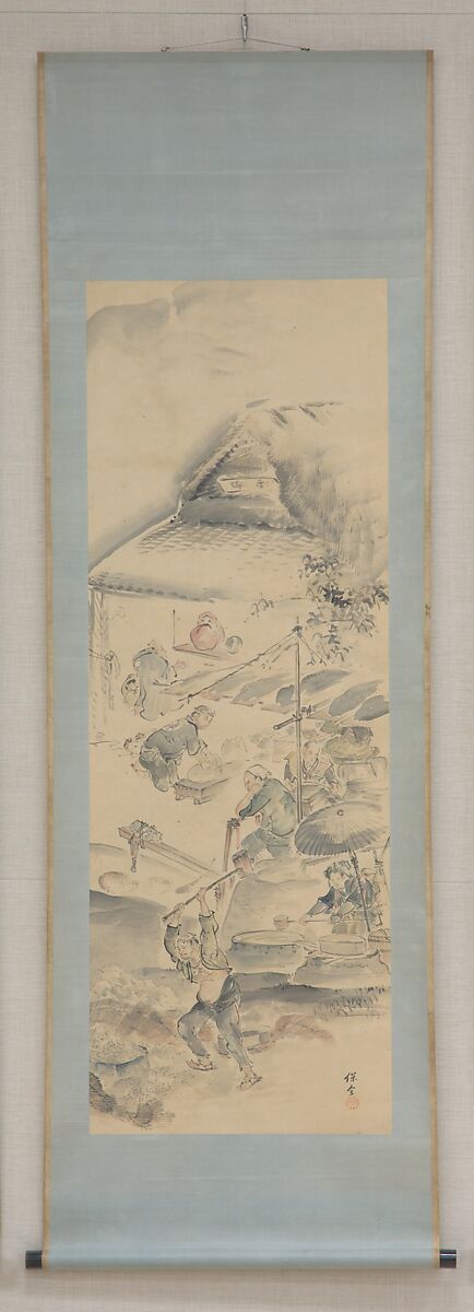 Making Ceramics, Eiraku Hozen (Japanese, 1795–1854), Hanging scroll; ink and color on paper, Japan