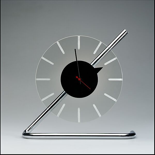Electric clock, Gilbert Rohde  American, Chrome-plated metal, glass