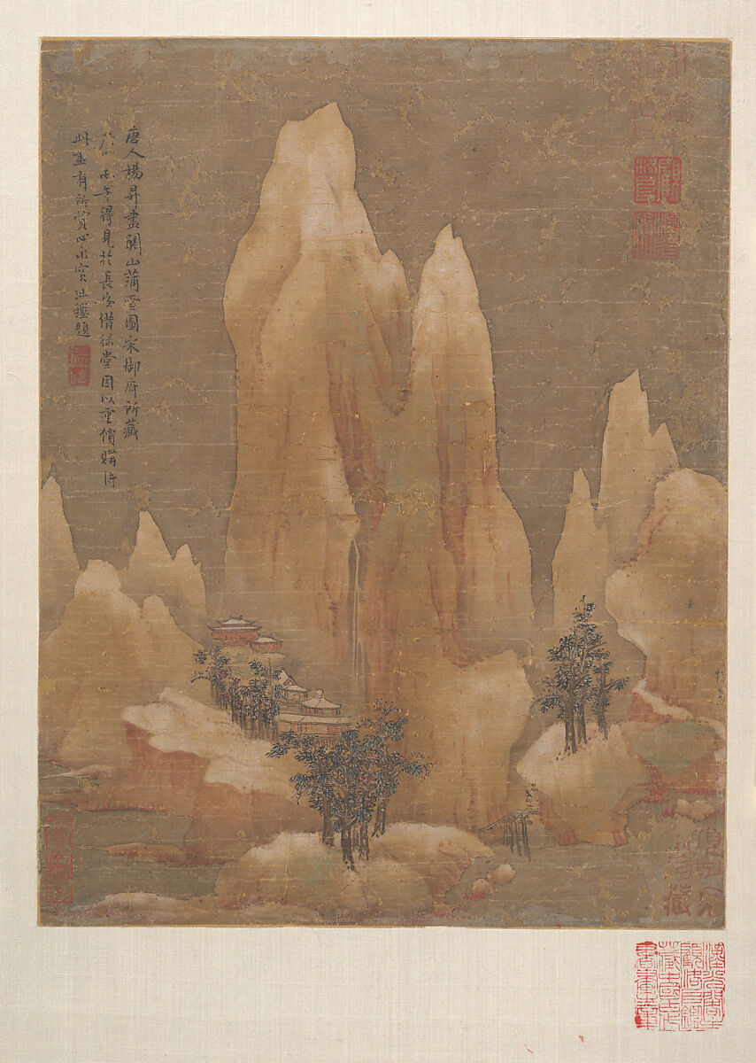 Light Snow on the Mountain Pass, Unidentified artist, Album leaf; ink and color on silk, China 
