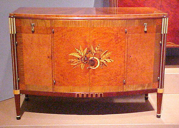 Commode, The Company of Master Craftsmen, for W. &amp; J. Sloane, Burlwood, mahogany, maple, tulipwood, rosewood, brass, paint, American 