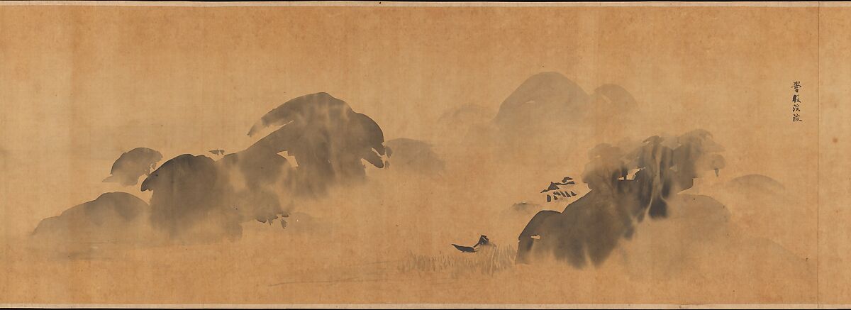 Famous Themes for Painting Study Known as “The Garden of Painting” (Gaen), Kano Tan'yū (Japanese, 1602–1674), One of a pair of handscrolls; ink on paper, Japan