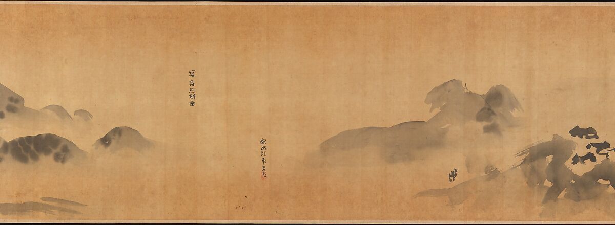 Famous Themes for Painting Study Known as “The Garden of Painting” (Gaen), Kano Tan'yū (Japanese, 1602–1674), One of a pair of handscrolls; ink on paper, Japan