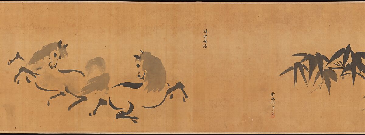 Famous Themes for Painting Study Known as “The Garden of Painting” (Gaen), Kano Tan'yū (Japanese, 1602–1674), Handscroll; ink on paper, Japan