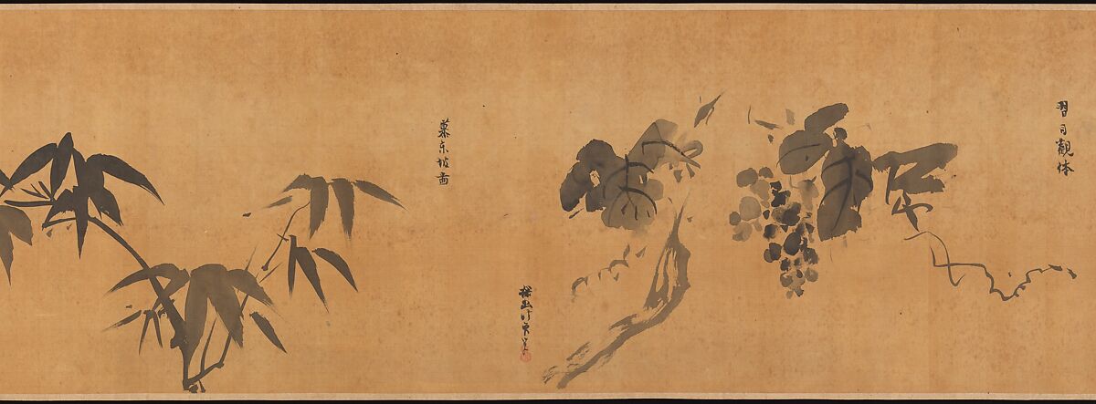 Famous Themes for Painting Study Known as “The Garden of Painting” (Gaen), Kano Tan'yū (Japanese, 1602–1674), Handscroll; ink on paper, Japan