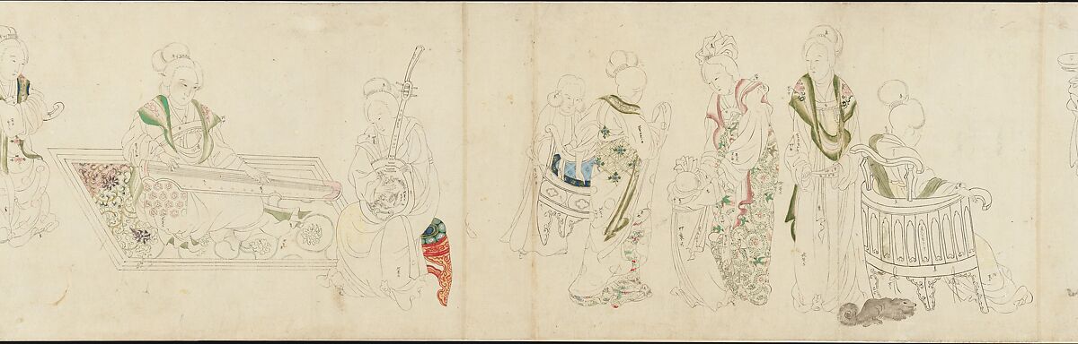 In the Palace, Unidentified artist  , 20th century, Handscroll; ink and color on paper, Japan