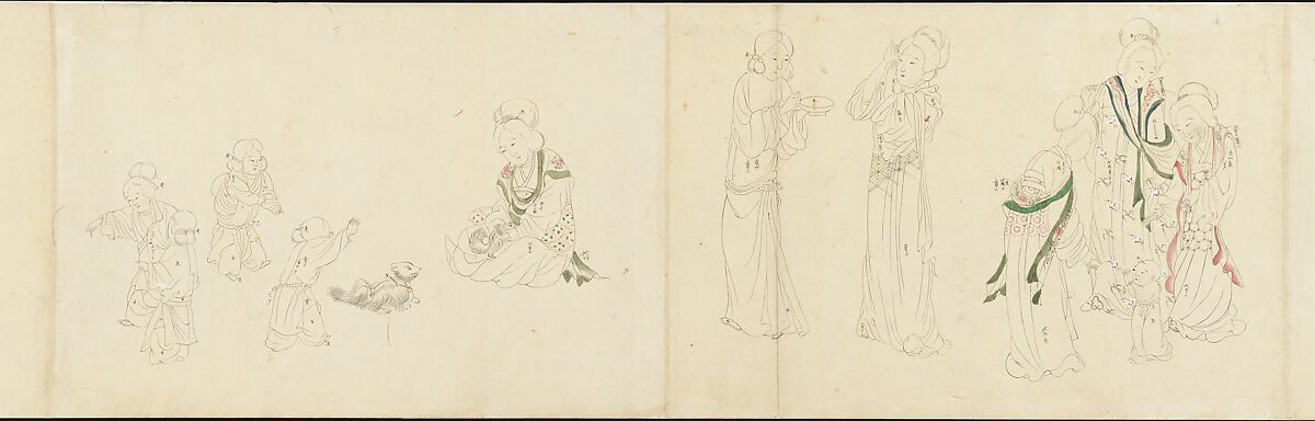 In the Palace, Unidentified artist  , 20th century, Handscroll; ink and color on paper, Japan