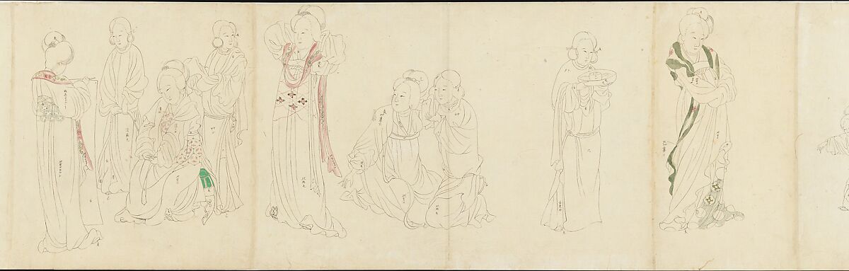 In the Palace, Unidentified artist  , 20th century, Handscroll; ink and color on paper, Japan
