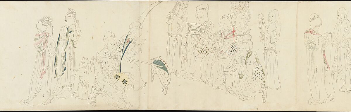 In the Palace, Unidentified artist  , 20th century, Handscroll; ink and color on paper, Japan