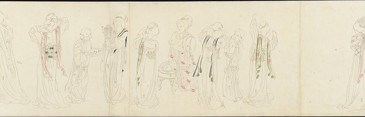 In the Palace, Unidentified artist  , 20th century, Handscroll; ink and color on paper, Japan