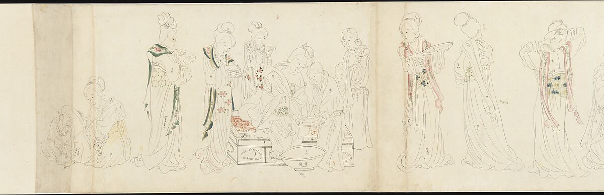 In the Palace, Unidentified artist  , 20th century, Handscroll; ink and color on paper, Japan