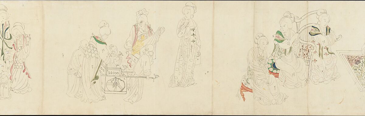 In the Palace, Unidentified artist  , 20th century, Handscroll; ink and color on paper, Japan