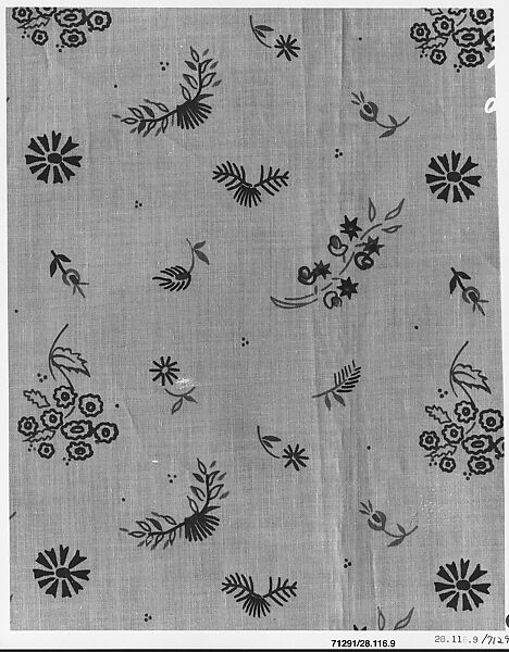 Sample, M. D. C. Crawford (American, 1861–1949), Cotton, copper roller printed, American 