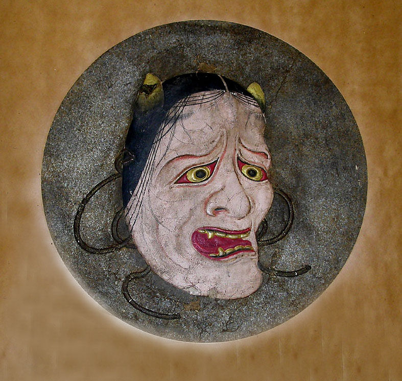Noh Mask of a Demoness (Hannya), In the Style of Ogawa Haritsu (Ritsuō) (Japanese, 1663–1747), Matted painting; color on papier mache in relief, against a paper background, Japan 