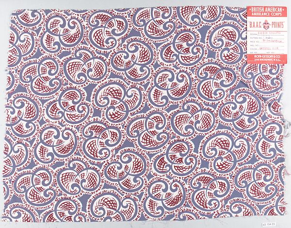 Sample, Roth-Getzoff and Company, Rayon, printed, American 