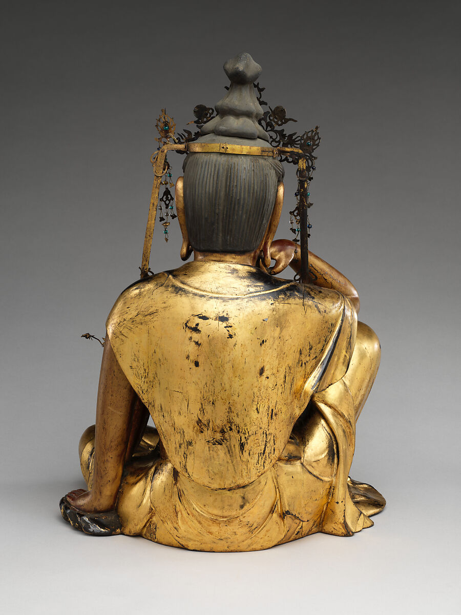 Nyoirin Kannon, Wood with gold, gold leaf, lacquer,and crystal inlay, Japan