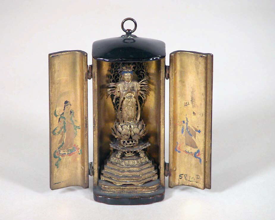 Thousand-armed Kannon in Portable Shrine, Wood, lacquer, gold, pigments, Japan 
