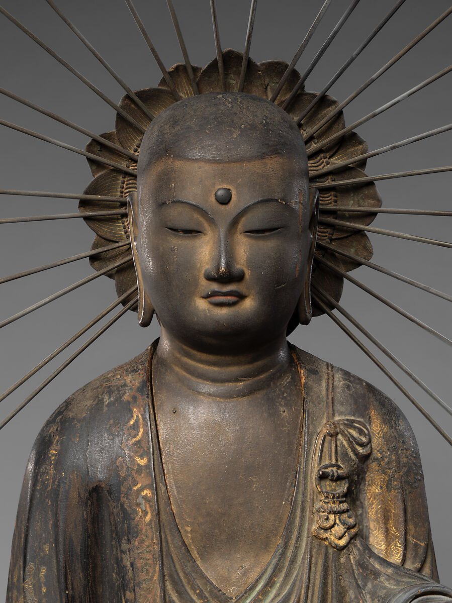 Jizō, Bodhisattva of the Earth Store (Kshitigarbha), Wood with lacquer, pigment, and cut gold, Japan