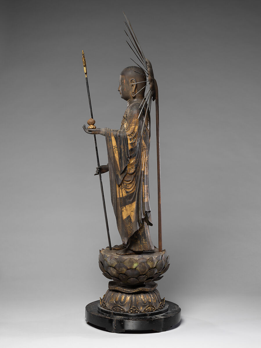 Jizō, Bodhisattva of the Earth Store (Kshitigarbha), Wood with lacquer, pigment, and cut gold, Japan