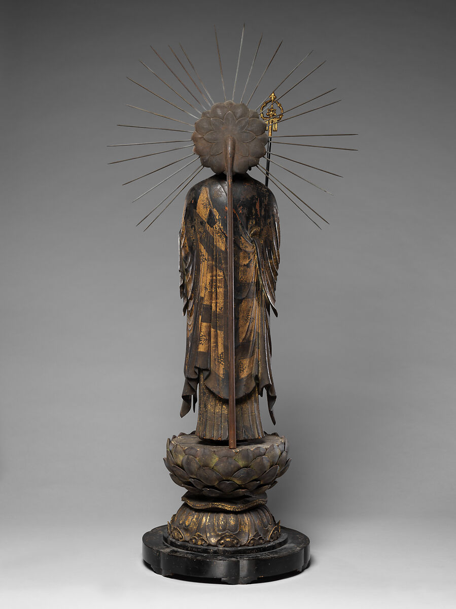 Jizō, Bodhisattva of the Earth Store (Kshitigarbha), Wood with lacquer, pigment, and cut gold, Japan
