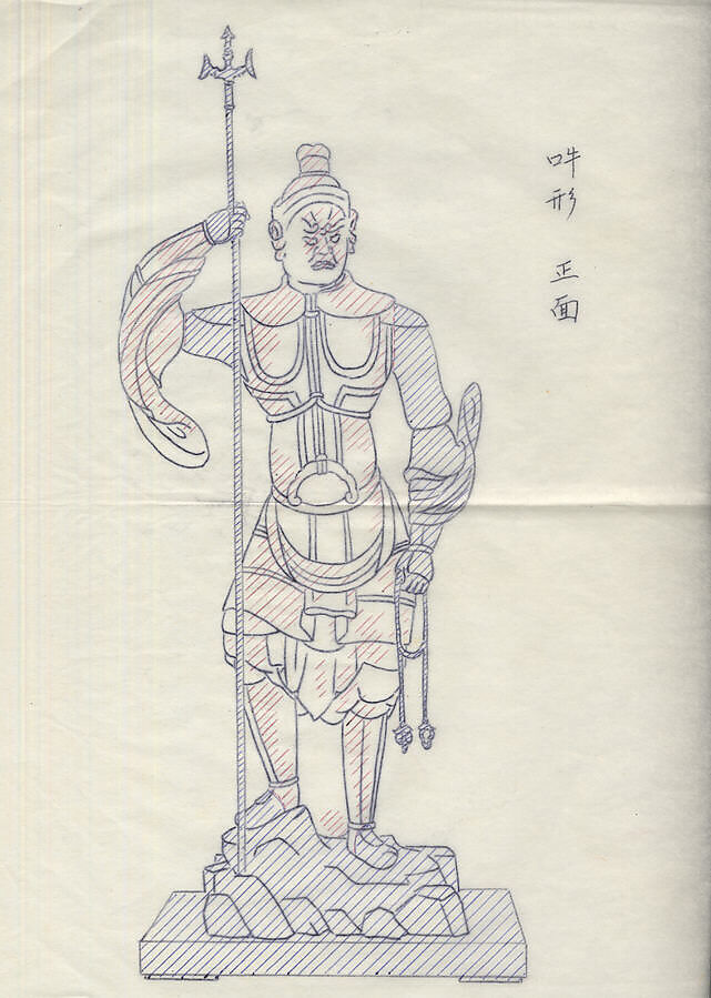 Guardian Figure (Ni-Ten), Painted wood, Japan