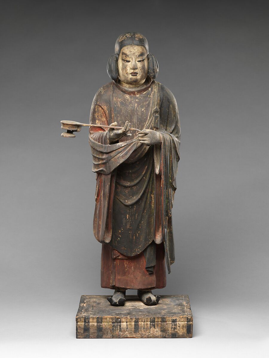 Prince Shōtoku at Age Sixteen, Painted wood with inlaid crystal eyes, Japan