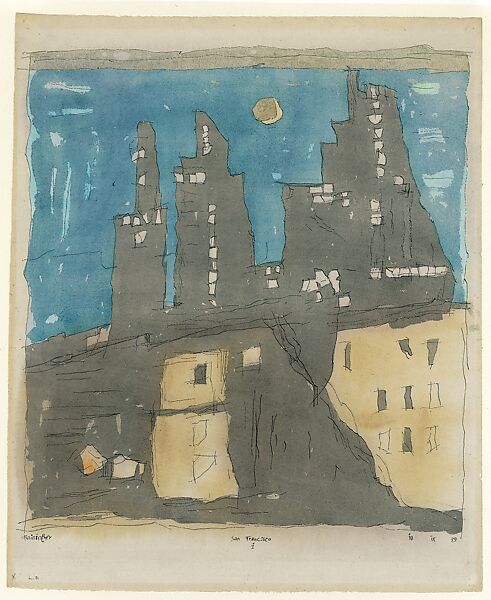 San Francisco, Lyonel Charles Feininger (American, New York 1871–1956 New York), Watercolor, pen and black ink, and charcoal on paper 