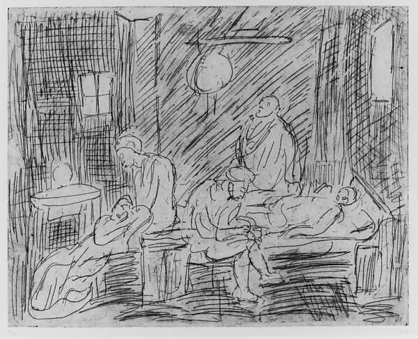 The Testament of Eudamidas, from ¦The Poussin Project: A Series of Prints after Nicolas Poussin¦, Leon Kossoff (British, Islington 1926–2019 London), Etching 