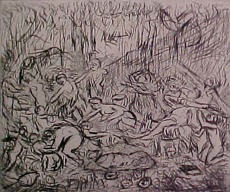 The Triumph of Pan (#2), from ¦The Poussin Project: A Series of Prints after Nicolas Poussin¦, Leon Kossoff (British, Islington 1926–2019 London), Etching 