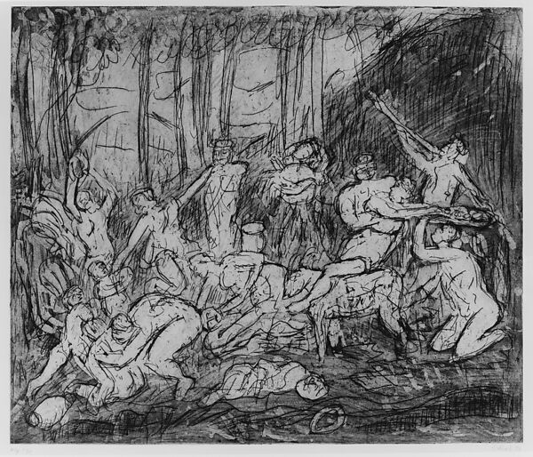 The Triumph of Pan (#4), from ¦The Poussin Project: A Series of Prints after Nicolas Poussin¦, Leon Kossoff (British, Islington 1926–2019 London), Etching and aquatint 