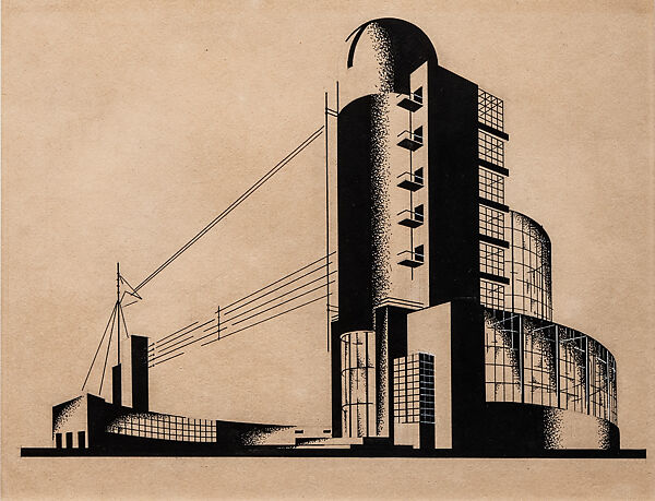 Museum of Astronomy with Observatory for Public Use, Iakov Chernikhov (Ukrainian, Pavlohrad 1889–1951 Moscow), Graphite, ink, black wash, heightened with white 