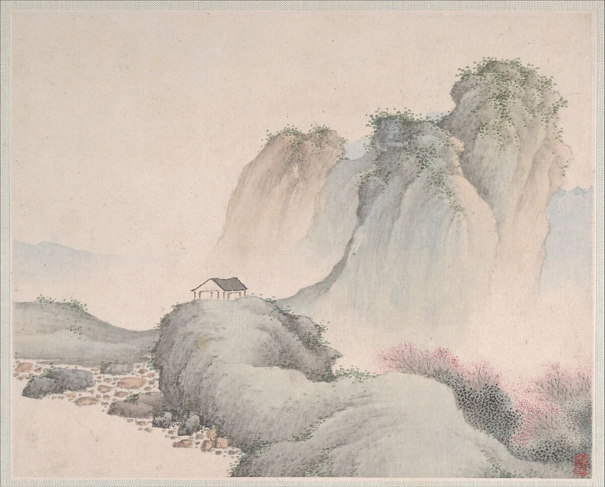Landscapes Painted for Yuweng, Fan Qi (Chinese, 1616–after 1694), Album of eight leaves; ink and color on paper, China