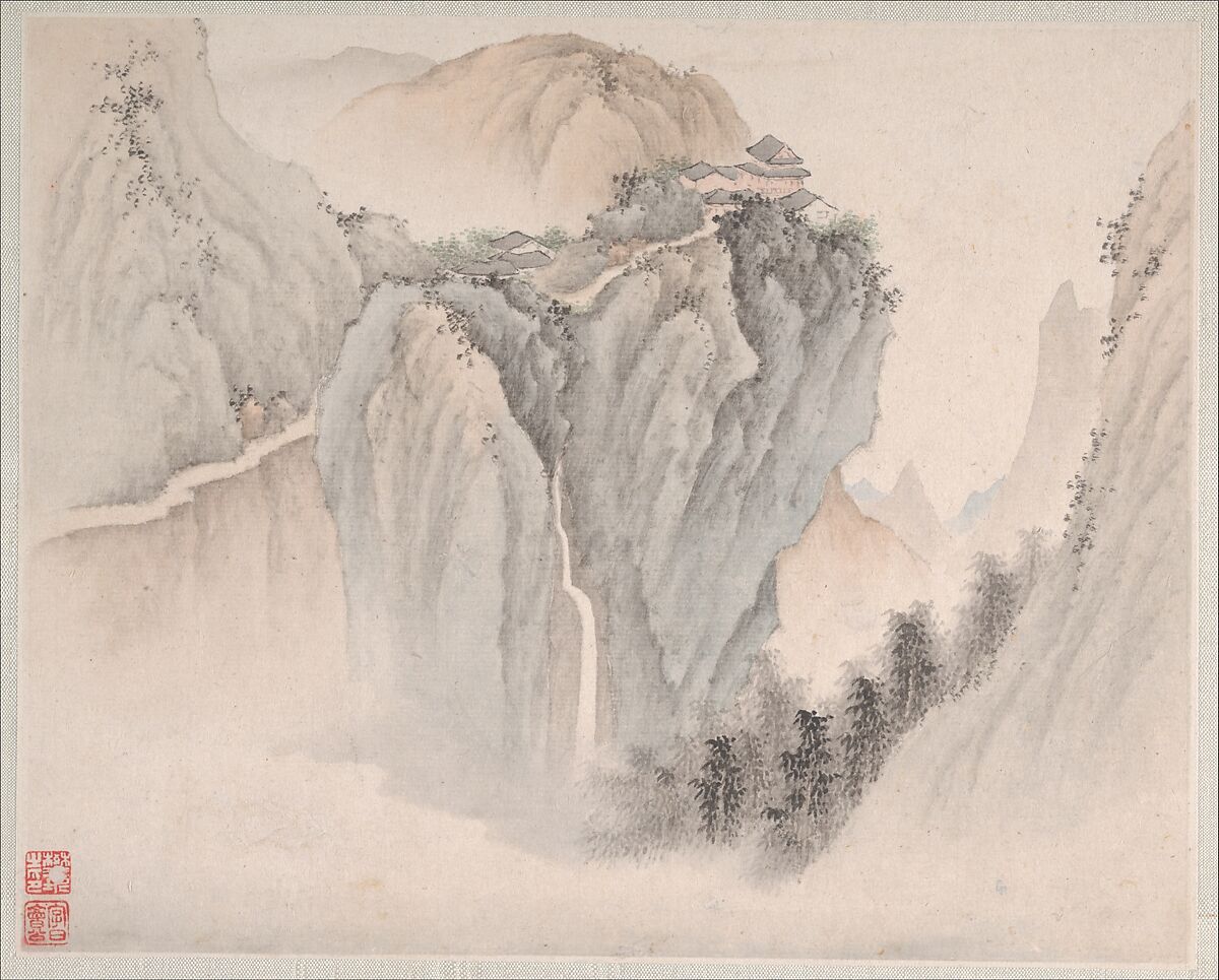 Landscapes Painted for Yuweng, Fan Qi (Chinese, 1616–after 1694), Album of eight leaves; ink and color on paper, China