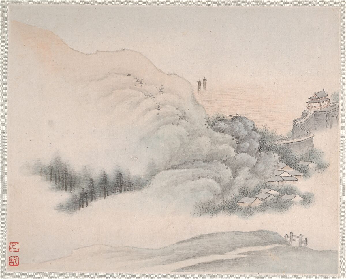 Landscapes Painted for Yuweng, Fan Qi (Chinese, 1616–after 1694), Album of eight leaves; ink and color on paper, China