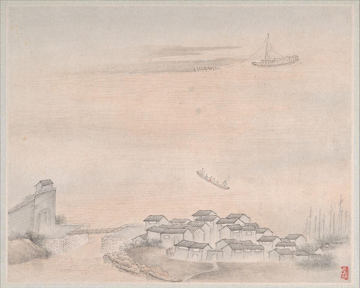 Landscapes Painted for Yuweng, Fan Qi (Chinese, 1616–after 1694), Album of eight leaves; ink and color on paper, China
