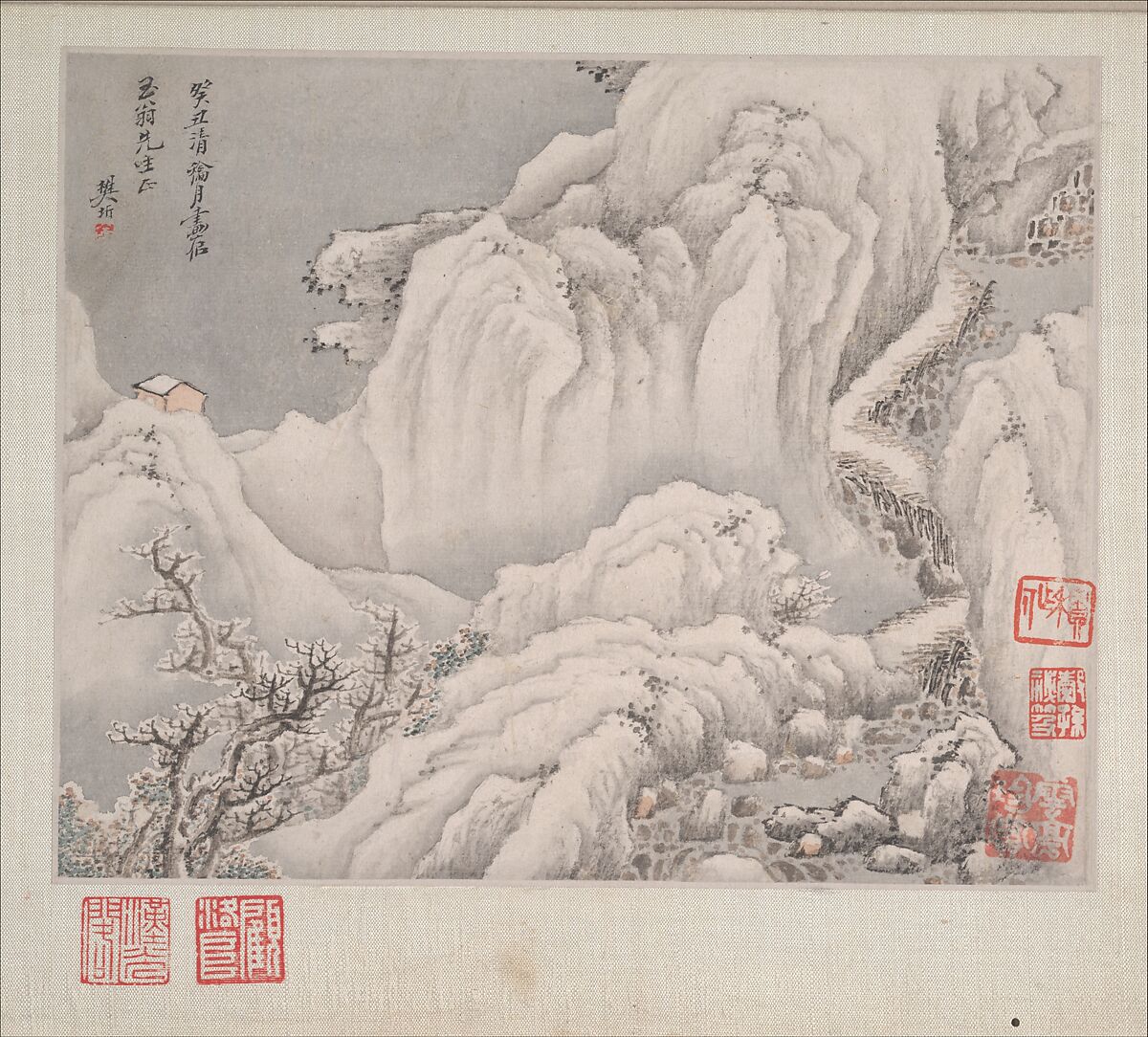 Landscapes Painted for Yuweng, Fan Qi (Chinese, 1616–after 1694), Album of eight leaves; ink and color on paper, China