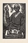 In Sojourner Truth I Fought for the Rights of Women as well as Negroes, from “The Negro Woman” series, Elizabeth Catlett  American and Mexican, Linocut