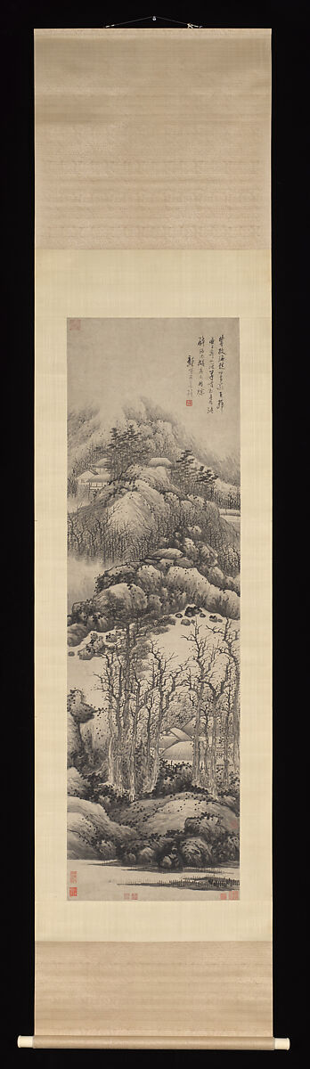 Wintry mountains, Gong Xian (Chinese, 1619–1689), Hanging scroll; ink on paper, China