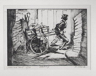 Man and Cart, Claude Clark, Sr. (American, Rockingham, Georgia 1915–2001 Oakland, California), Etching and drypoint 