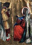 The Annunciation, Allan Rohan Crite  American, Relief print, hand coloring, and gold leaf with gold paint, selectively applied glaze, and red opaque matte paint on paper