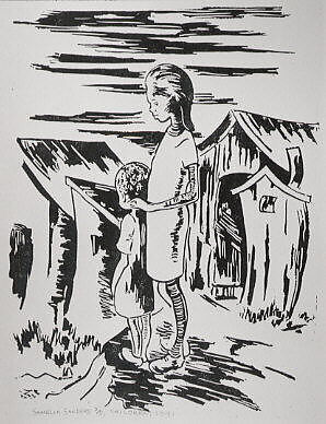 Children, Samella Sanders Lewis (American, New Orleans, Louisiana 1924–2022 Torrance, California), Woodcut 