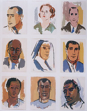 Portraits of Plantation People, Samella Sanders Lewis (American, New Orleans, Louisiana 1924–2022 Torrance, California), Nine screenprints 