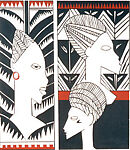 Masks, William McBride (American, New Orleans, Louisiana 1912–2000 Chicago, Illinois), Color screenprint, printed in black and red