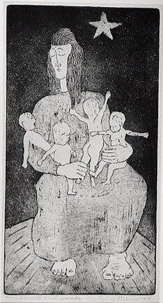 Madonna and Quads, Hayward Louis Oubré Jr. (American, 1916–2006), Etching 